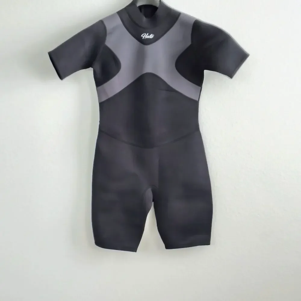 Hevto Black Dive WetSuit Shorty Unisex Size XL Back Zip Neoprene Water Sport NEW